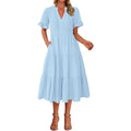 MSRP $26 BTFBM Women's XL Sky Blue Summer Dresses V Neck Loose Short Sleeve
