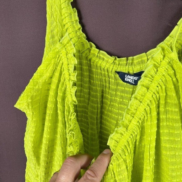 Land's End Women's M Rayon Poly Rib Scoop Neck Swim Cover-up Maxi Dress Bright