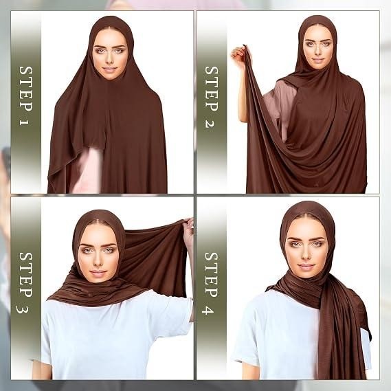 Set of 2 MSRP $23 Handepo Women's Coffee, Army Green Instant Hijab Jersey Muslim