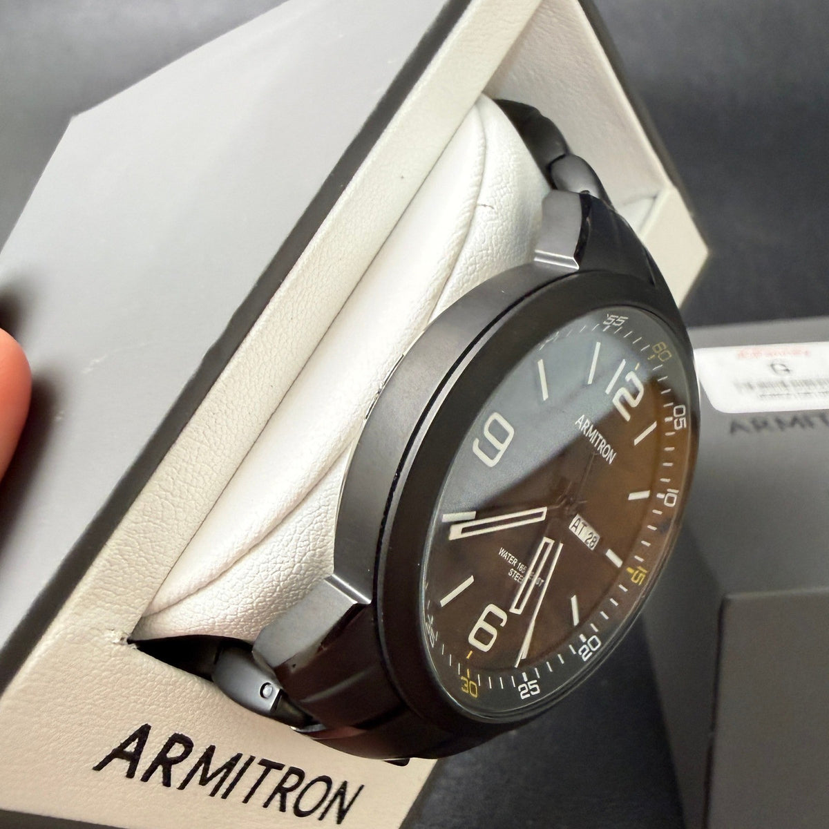 Armitron 20/5490TI Men's Day/Date Black Bracelet Watch MINOR FLAW BACK SEE PH