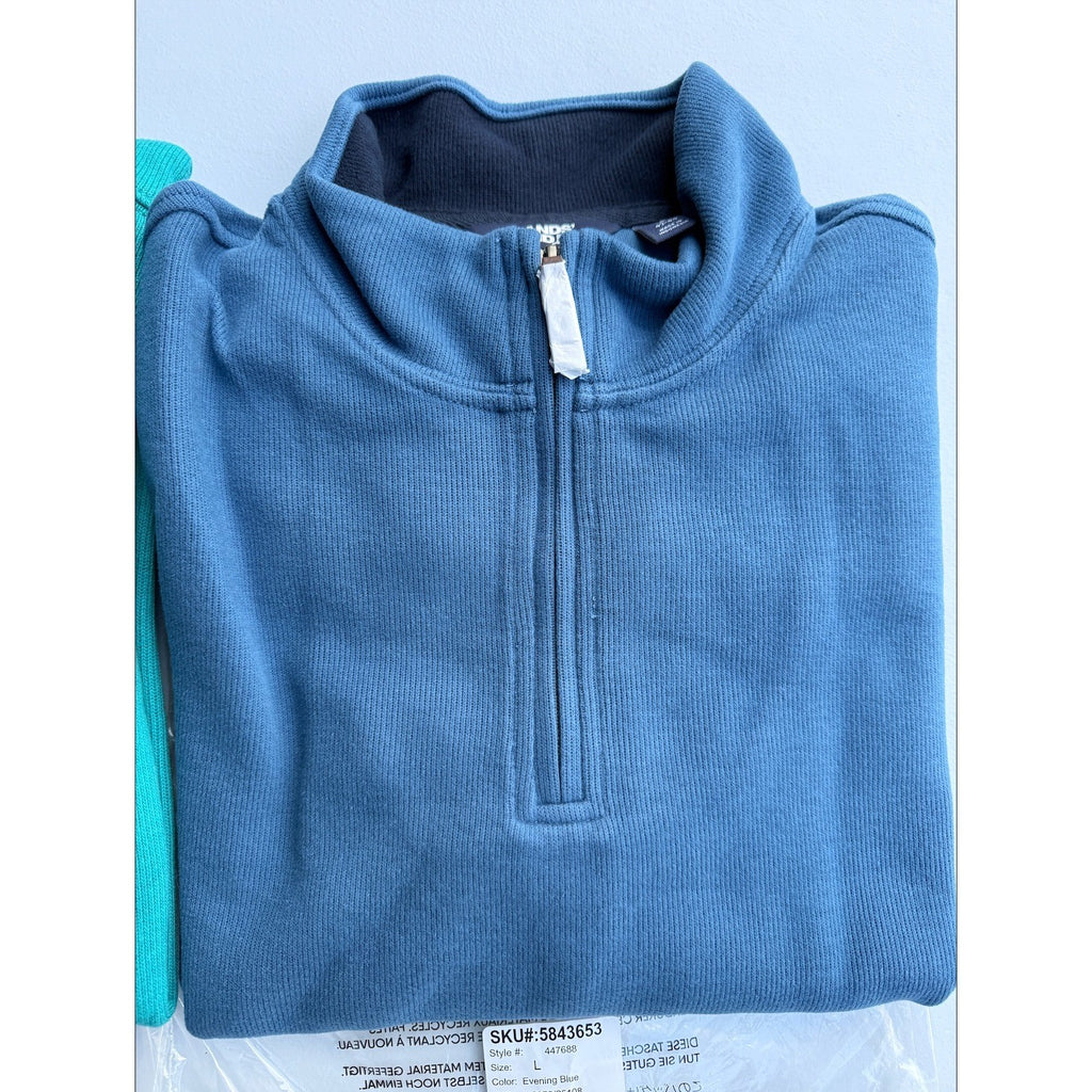3 Pack Lands' End Mens L - Evening & Spade Blue Sweaters LS & Rich Coffee Polo