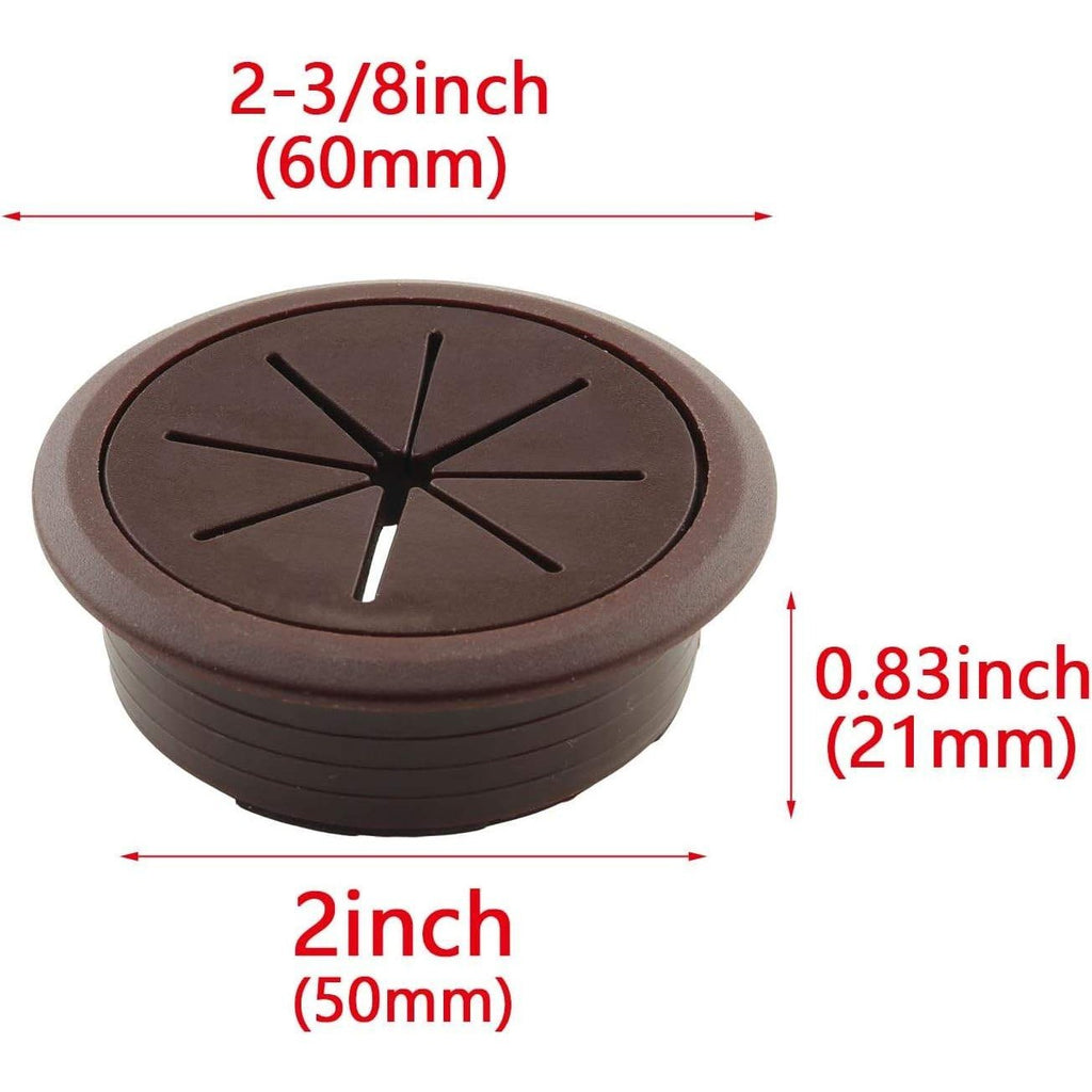 Pack of 2 HJGarden Brown 50mm Desk Grommets Wire Hole Cover Flexible Desk Cord