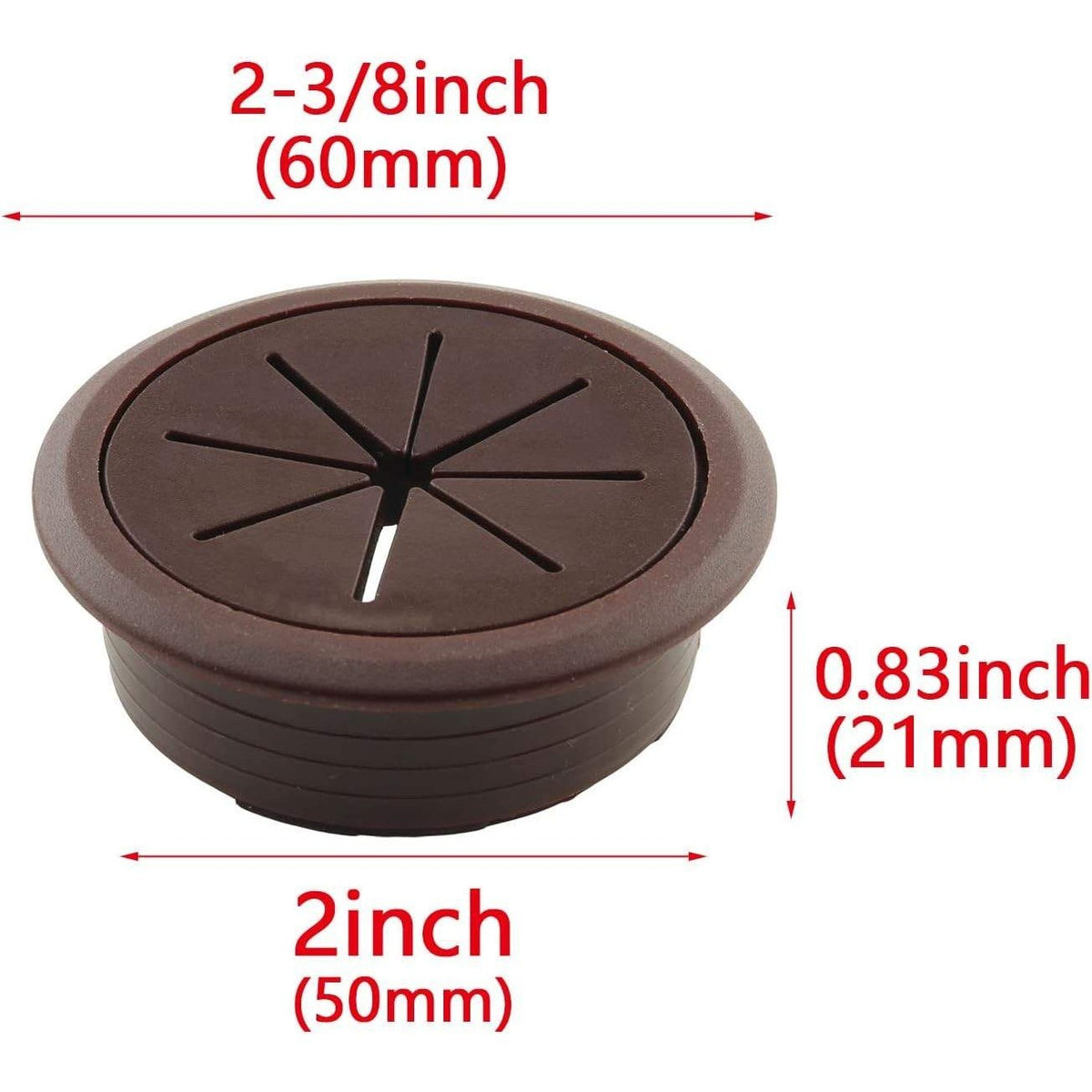 Pack of 2 HJGarden Brown 50mm Desk Grommets Wire Hole Cover Flexible Desk Cord