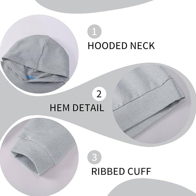Hercugifts Kids Toddlers 11-12Y Cotton Hoodie Thin Light Weight Sweatshirt Long