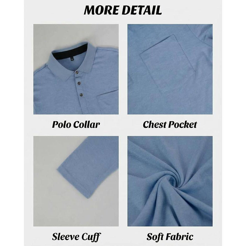 MSRP $36 Envmb Men's L Casual Long Sleeve Polo Shirt Button Collared Golf Shirt