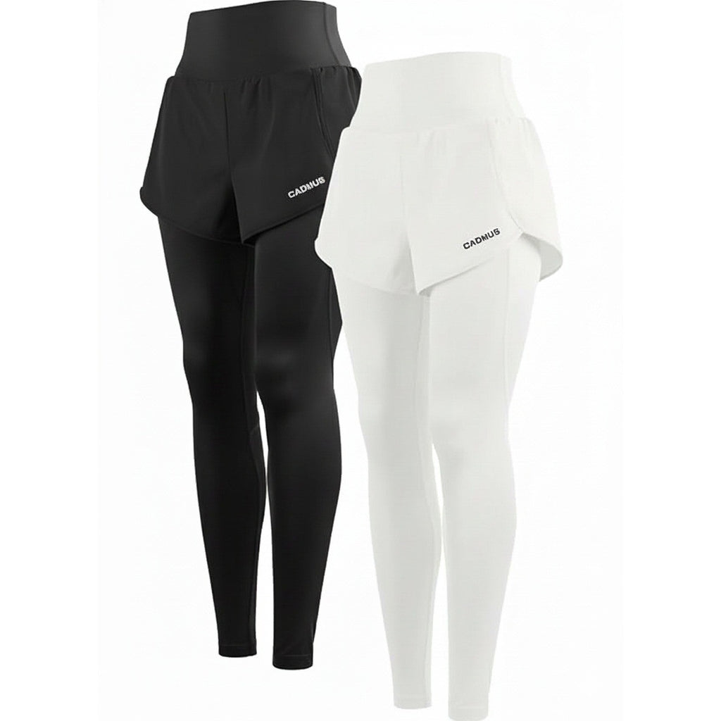 Pack of 2 CADMUS Black & White XL 2 in 1 Women's Yoga Pants High Waisted Running