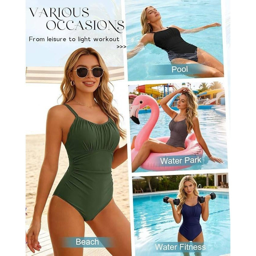 MSRP $31 Century Star Women's XL Modest One Piece Swimsuit Full Coverage Swimw