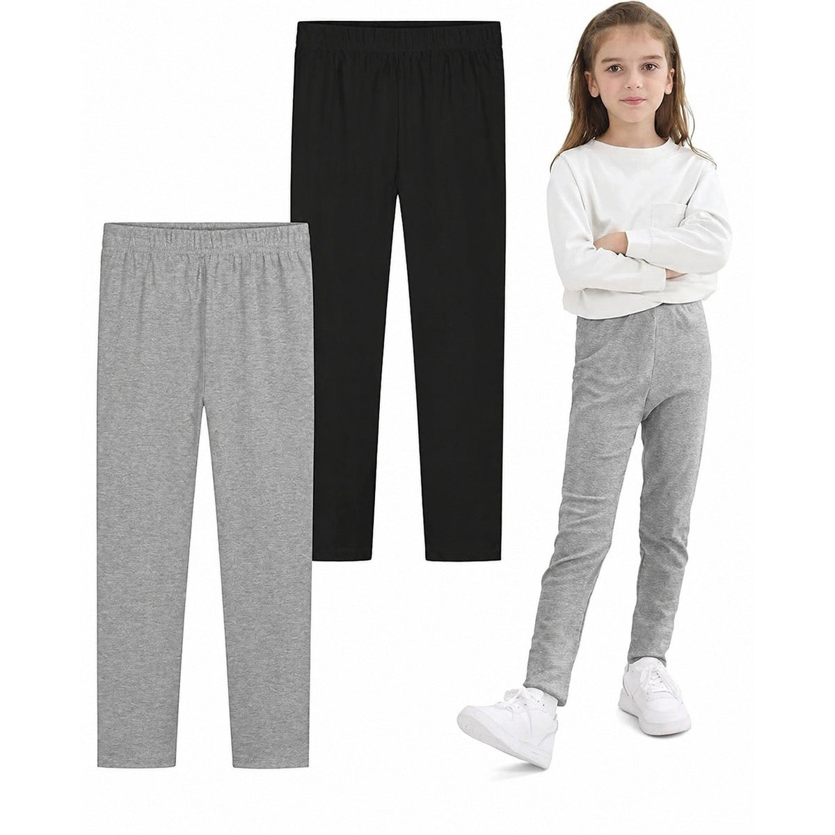 Resinta 2 Pack Girls 4T Leggings Cotton Full Length Leggings Soft Comfortable