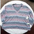 NWT A.N.A Women's Size 3X Ombre Knit Sweater Blue Space Dye MSRP $39 V-Neck Ca