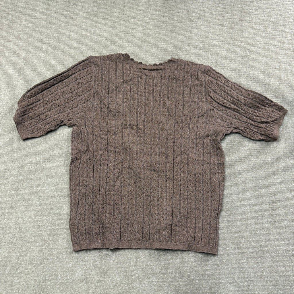 MSRP $48 Liz Claiborne Womens XL Tall Coffee Pullover Sweater Short Sleeve Scall