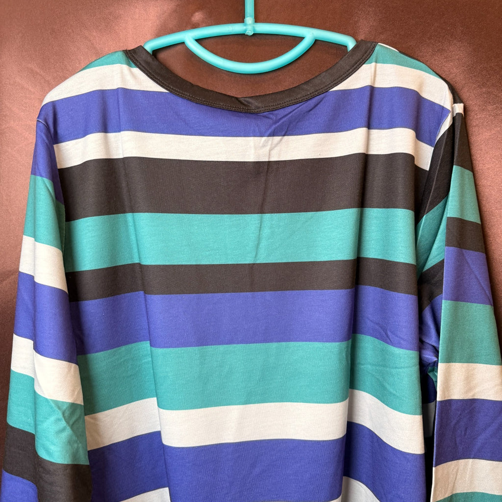 ROSRISS Women's 14W-18W Striped Sweatshirt Colorblock Long Sleeve Shirt Tunic