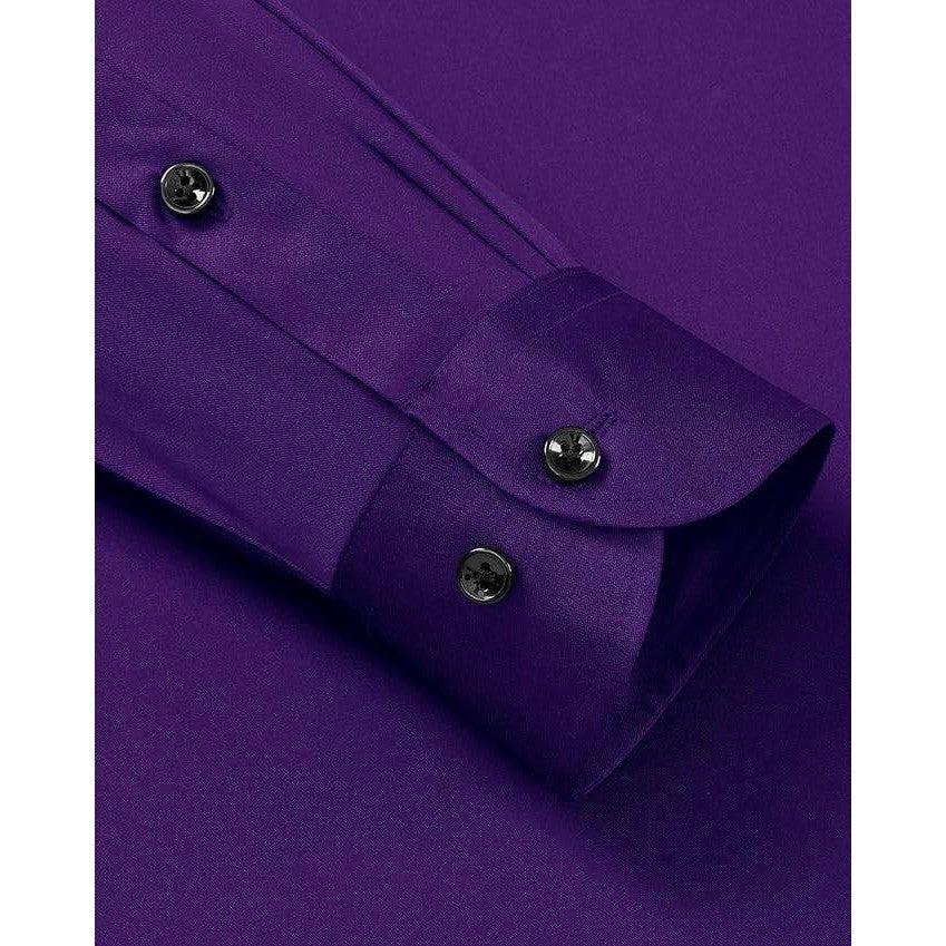 Alimens & Gentle Men's 2XL Purple Dress Shirt Long Sleeve Wrinkle Free Stretch