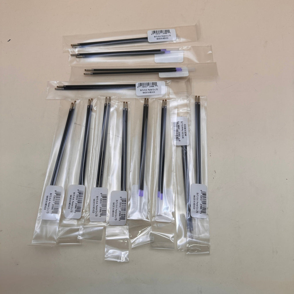 12 Packs of 2 Pentel GlideWrite Ballpoint Ink Refills 8 Black + 4 Blue BXTL10-A