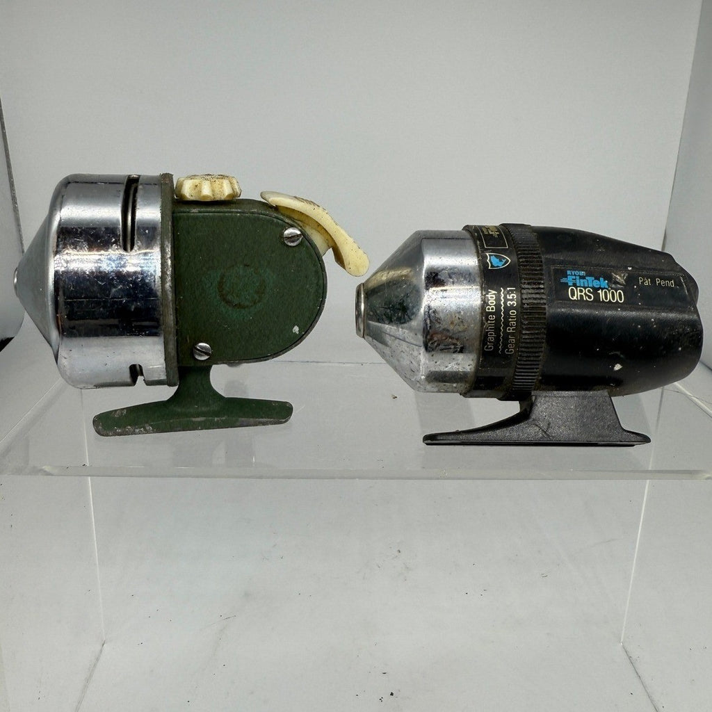 Lot of 2 Vtg FinTek QRS 1000 & Jorgensen CUB Spincast Fishing Reels