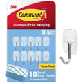 Set of 10 Command Small Clear Wire Toggle Hooks w/ 12 Strips Holds Up to 0.5 lb