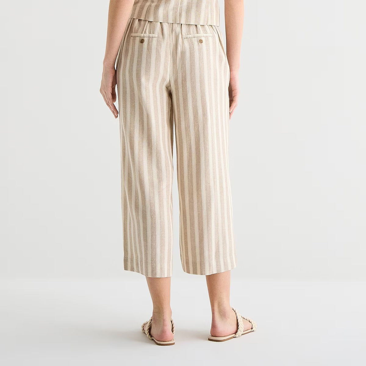 MSRP $48 A.N.A Womens XXL Birchwood Stripe Wide Leg Cropped Pants High Rise