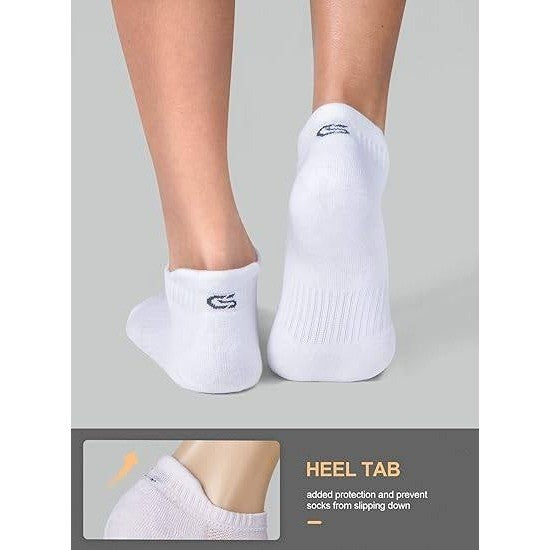 Set of 6 Pairs CS CELERSPORT M White Ankle Athletic Running Sports Tab Socks Lo