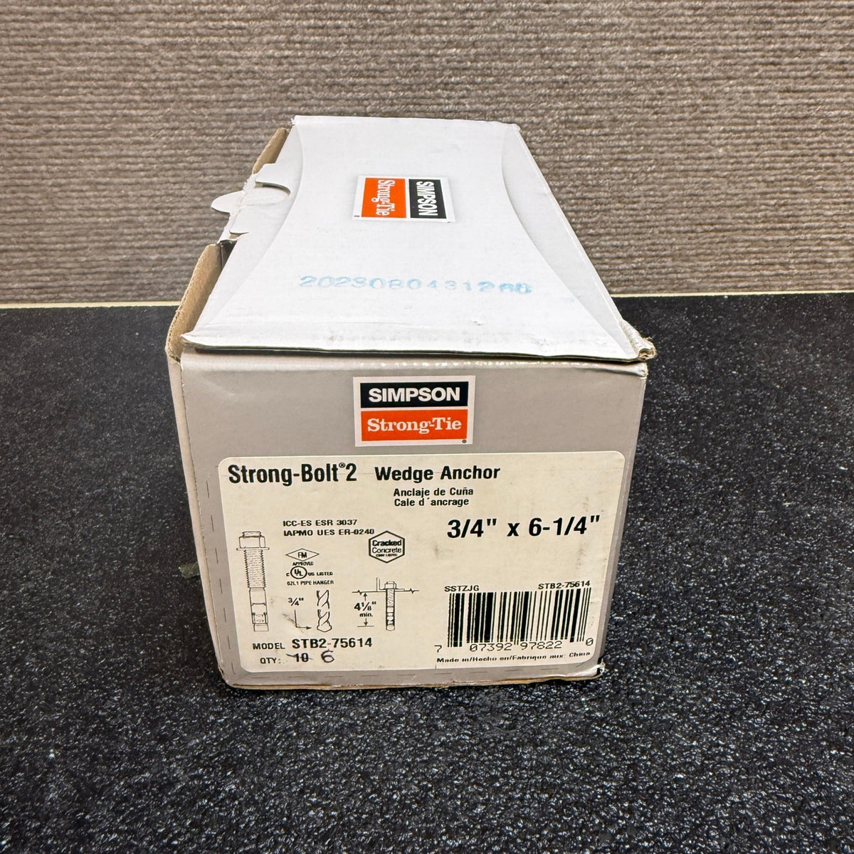 Pack of 6 Simpson STB2-75614 Strong-Bolt 2 Wedge Anchor 3/4" x 6-1/4"