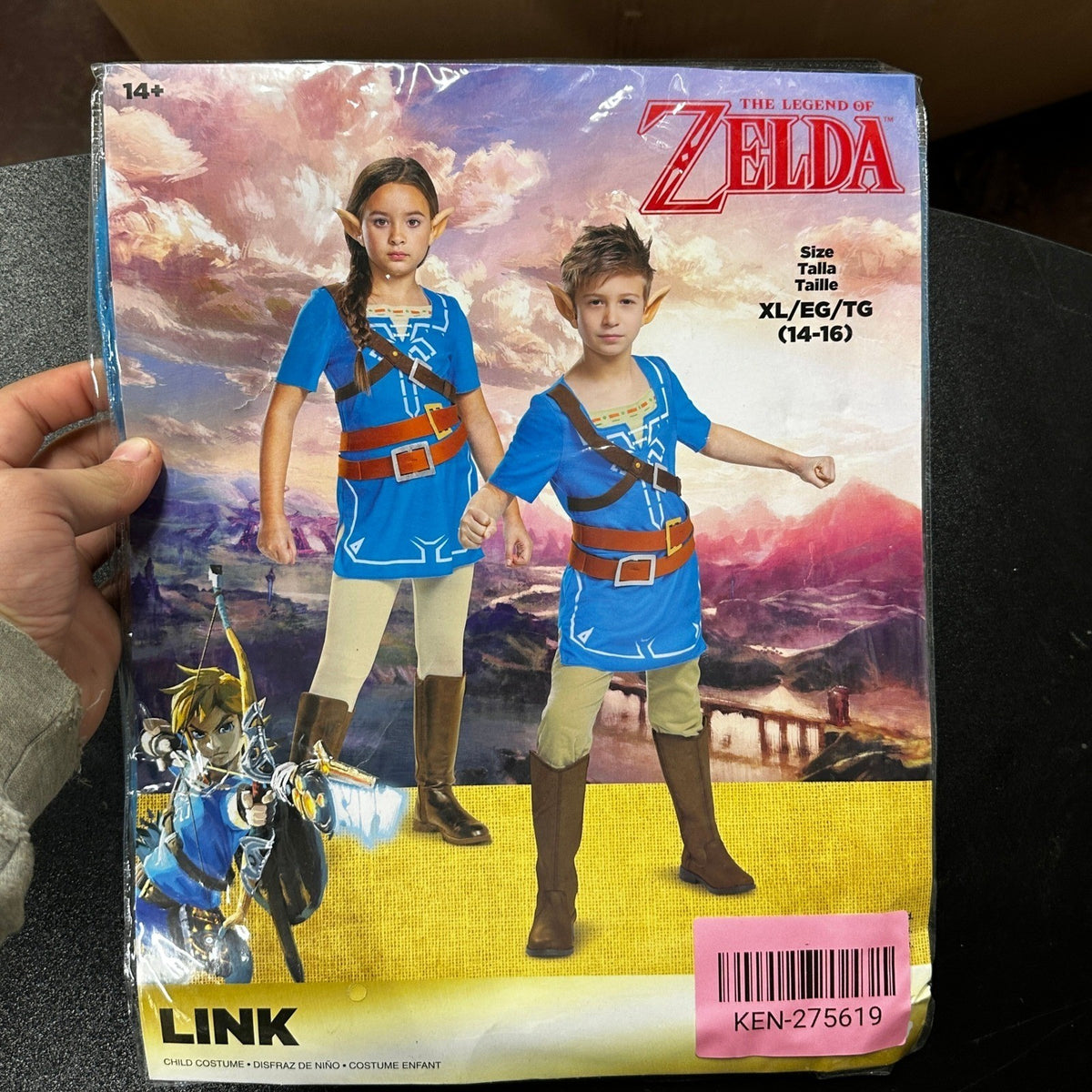 Kids XL Fantasy Hero Outfit, Blue Costume Includes Tunic and Ears Only, Video Ga