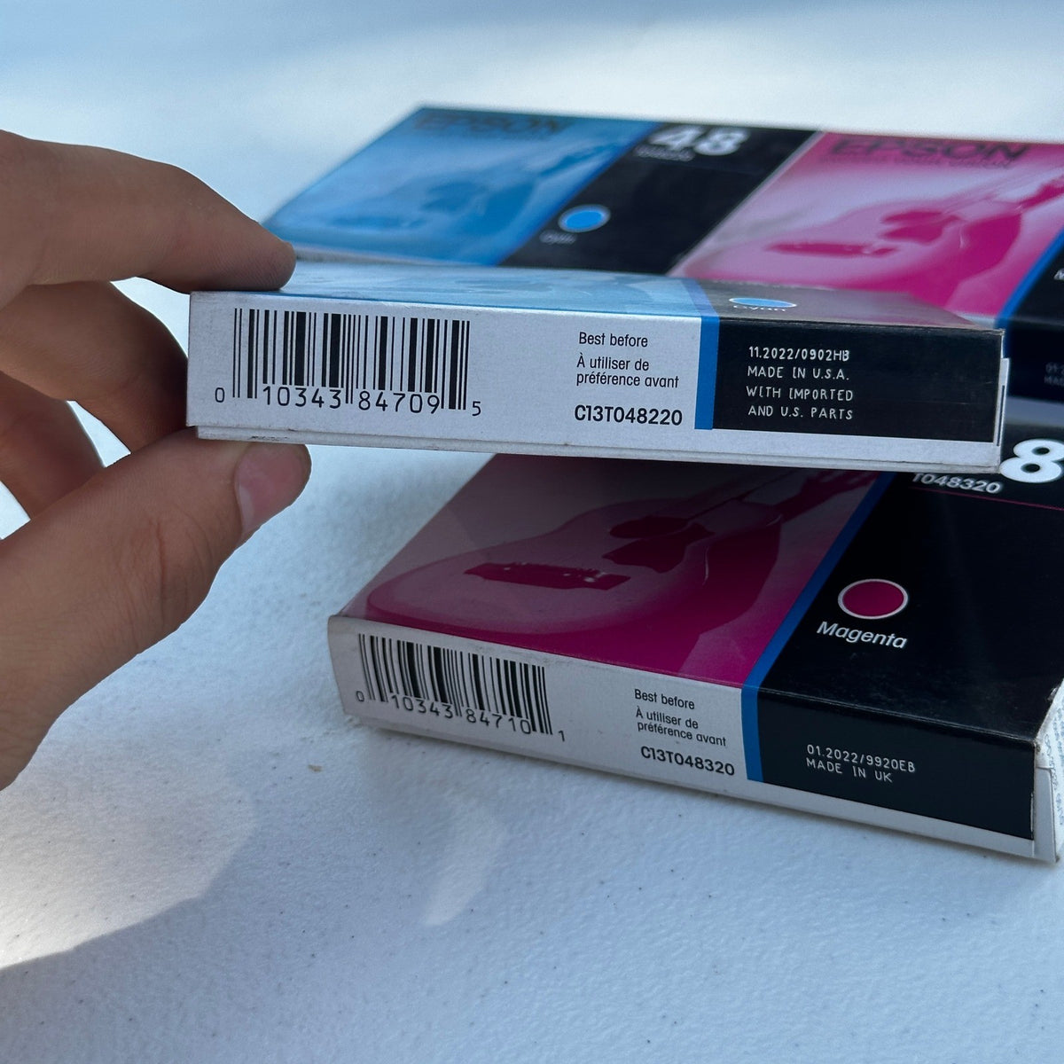 Set of 4 Epson 48 T048220 Cyan & T048320 Magenta Ink Cartridge EXP 01/22, 11/22