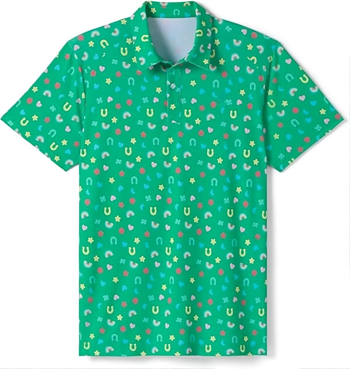 NWT Tomwol Men's Green Lucky Charmer Golf Polo Shirt Funny St Patricks Day Short