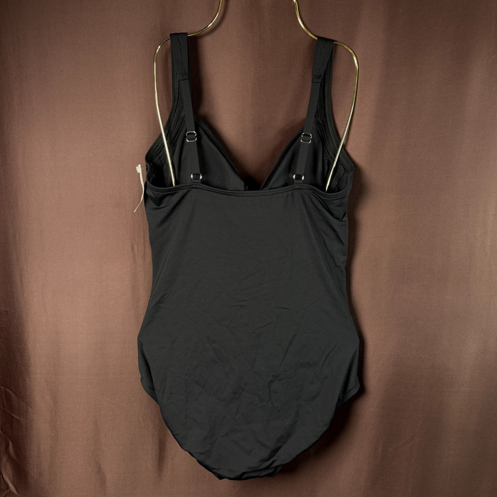Lands' End Women's XS, XS-M LONG Black Wrap Front One Piece Swimsuit