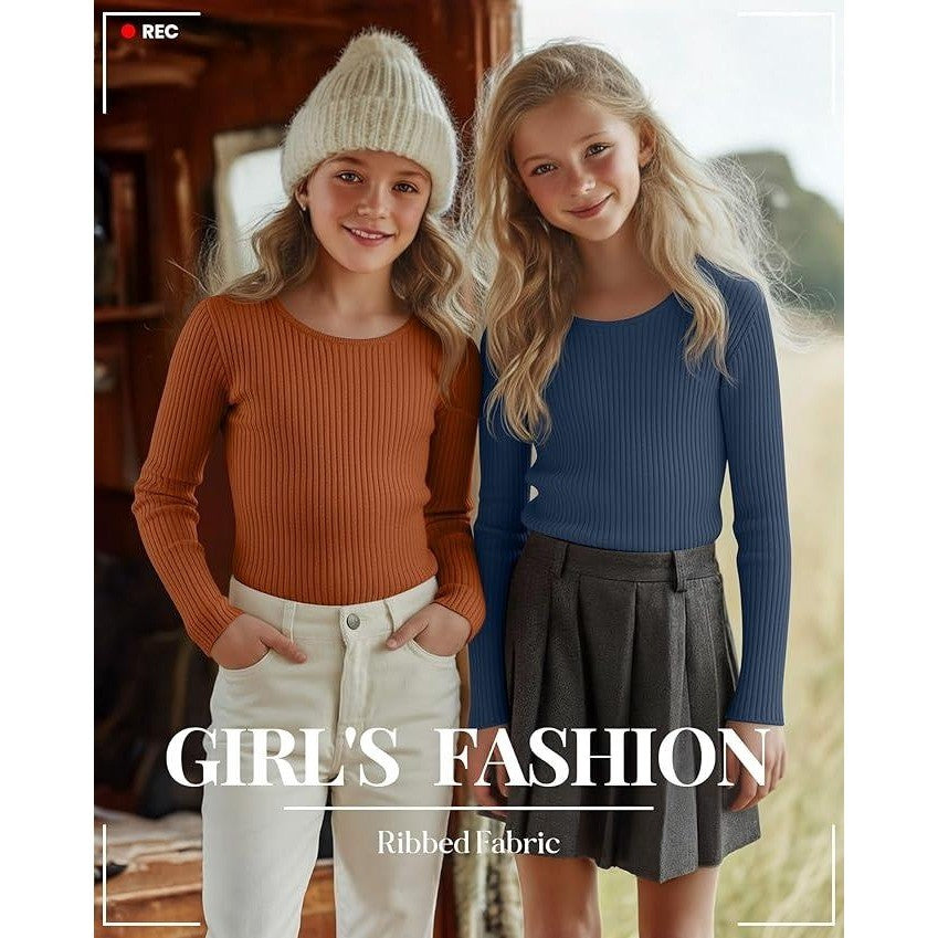MSRP $44 LessonZoo 3 Pack Girls 13-14Y Long Sleeve Shirts Cotton Ribbed Tops C