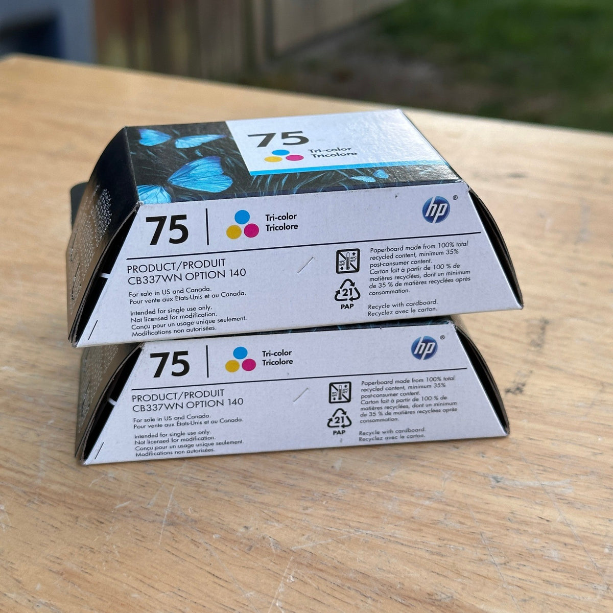 Set of 2 HP 75 Tri-Color CB337WN Original Ink Cartridge EXP 05/2020