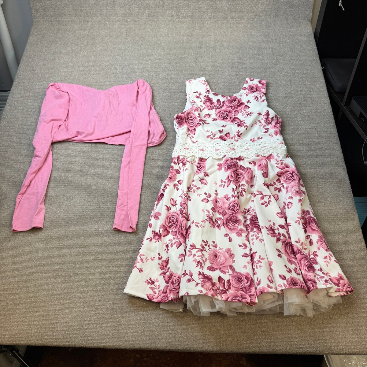 MSRP $74 Byer California Big Kid Girls 16 Pink Floral 2 Piece Dress Set