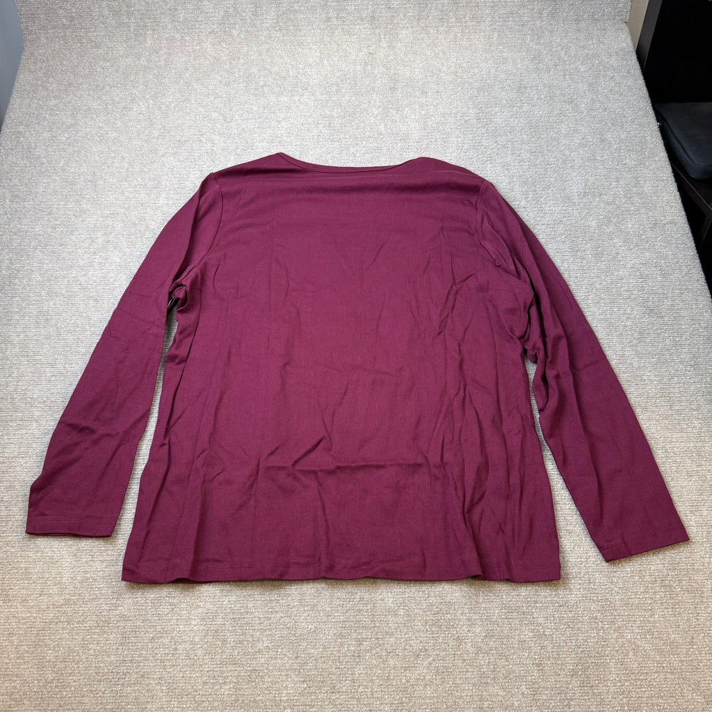 MSRP $22 St. John's Bay Women's 2X Deep Ruby Long Sleeve Essential Tee
