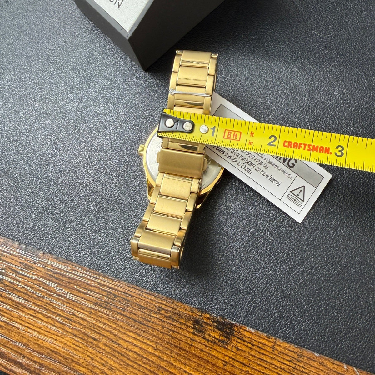 Armitron 20/5597GP Men's Black Dial Gold Tone Bracelet Watch New Battery Japan