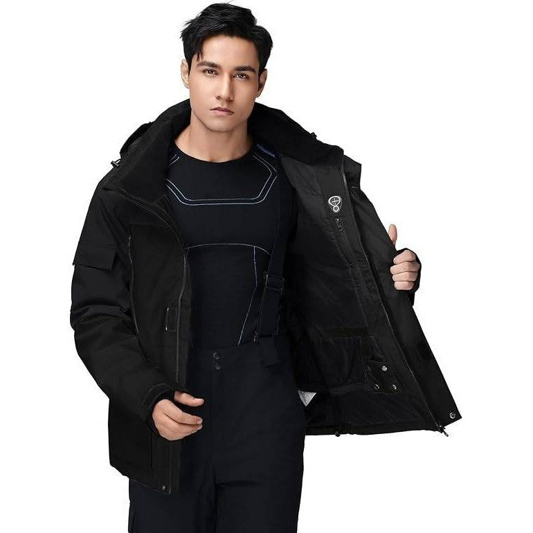 MSRP $195 YEEFINE Men's XS Black Ski Suit Two Piece Insulated Snowsuits Snow