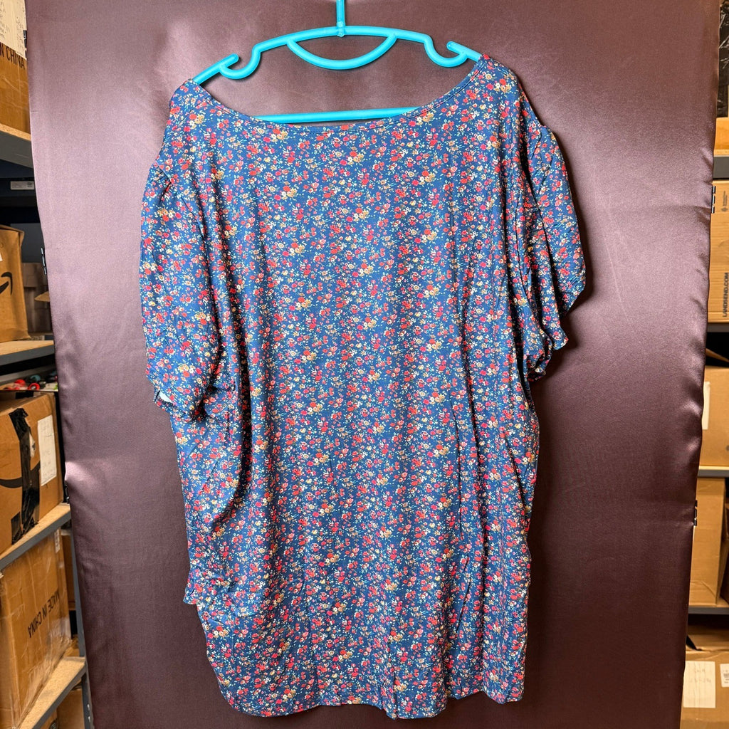 VISLILY Women's 4XL Petal Short Sleeve T-Shirt Square Neck Top Blouse Flowy Pl