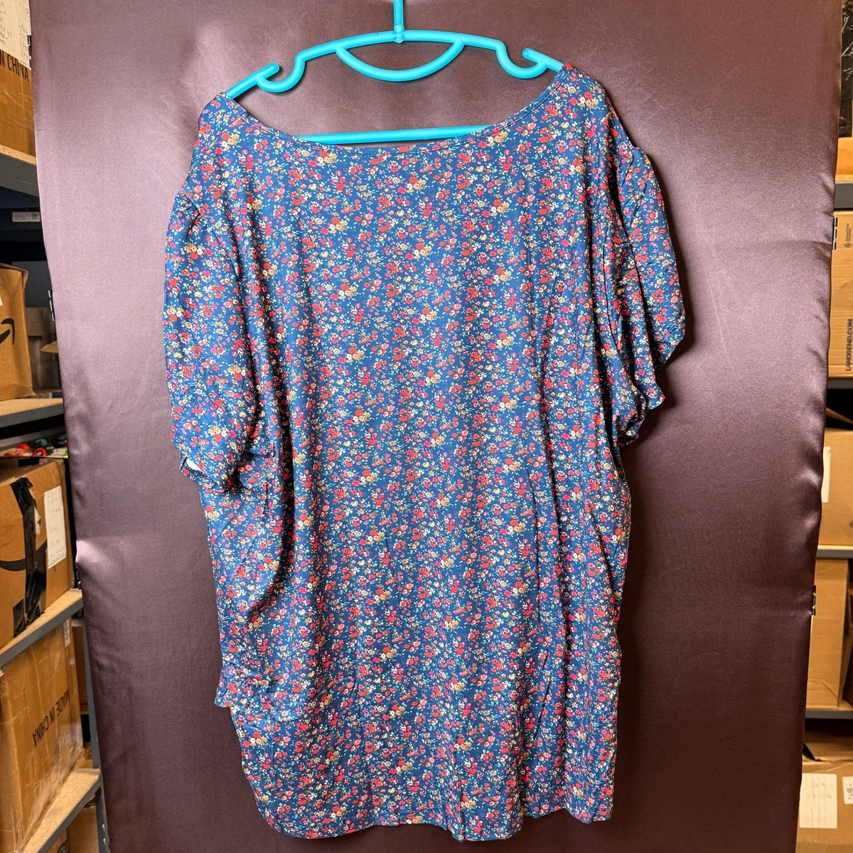 VISLILY Women's 4XL Petal Short Sleeve T-Shirt Square Neck Top Blouse Flowy Pl