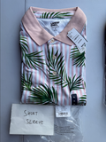 Lands End Mens Jacquard Polo Shirt M-XL Soft Supima Short Sleeve White/Pink Stri