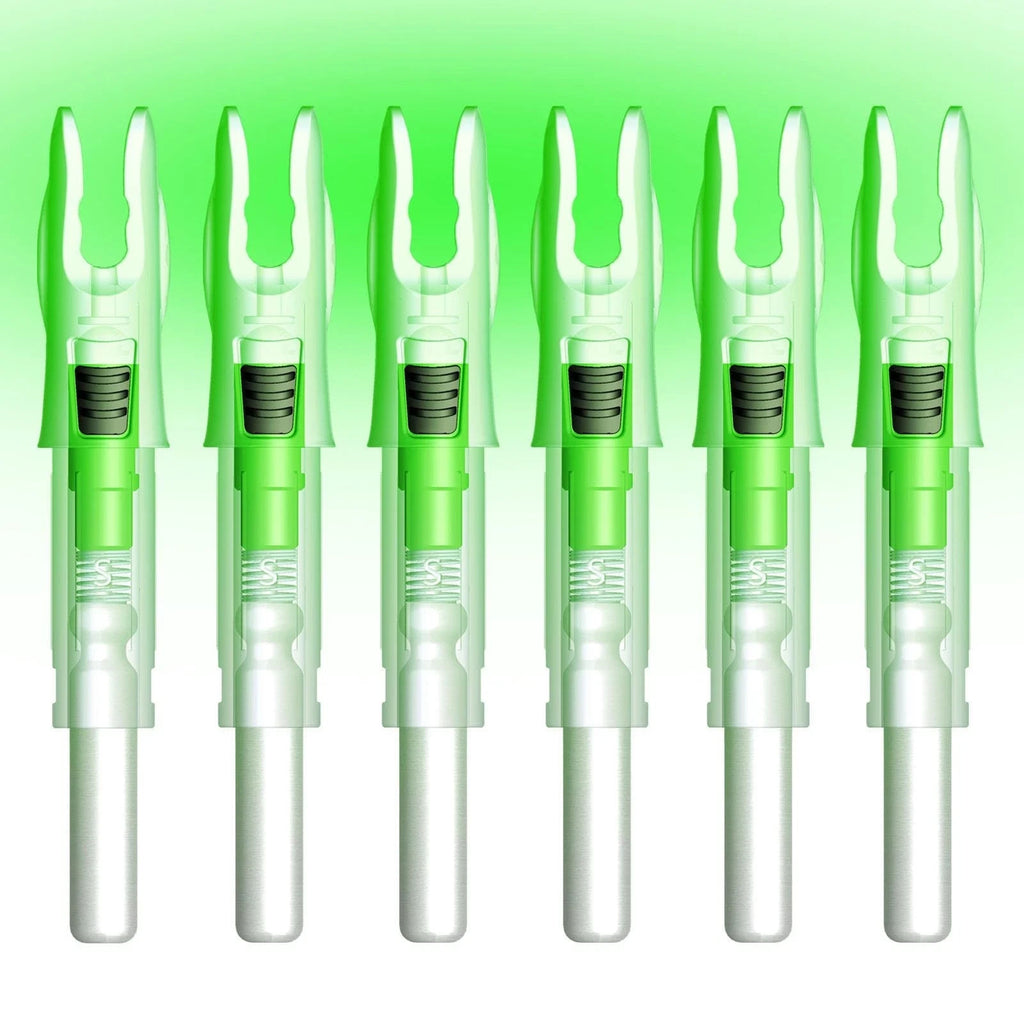 Pack of 6 S LED Lighted Nocks for Arrows 0.244"/6.20mm On/Off Switch Included  P