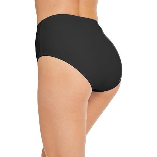 Micosuza Women's Sz 12 Black Swim Bottom High Waist Retro Basic Full Coverage
