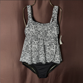 Lands' End Women's XS, XS-S LONG Flutter Fauxkini One Piece Swimsuit Chlorine Re