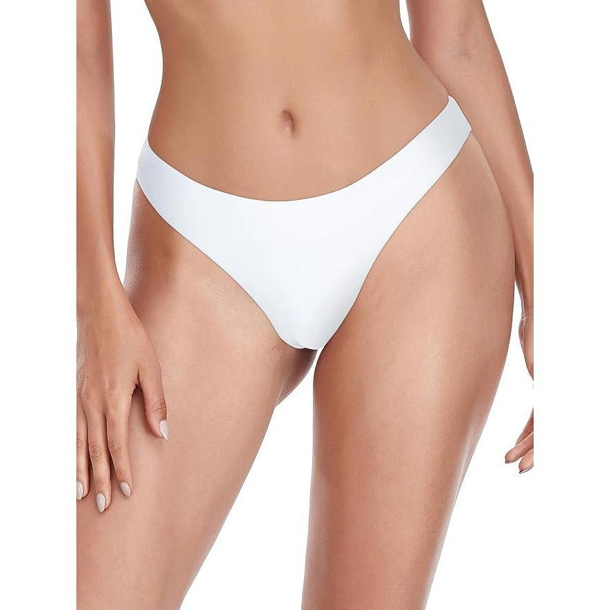 MSRP $19 RELLECIGA Women's XL White Cheeky Brazilian Cut Low Rise Bikini Bottom