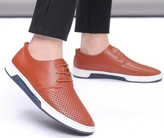 Santimon Men's US 8, 11 Brown Casual Derby Shoes Breathable Non Slip Sneakers