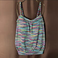 Lands' End Women's 8 Chlorine Resistant Blouson Tankini Swimsuit Top Deep Sea Na