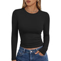 Trendy Queen Women's S Black Long Sleeve T-Shirt Basic Top Buttery-Soft Super
