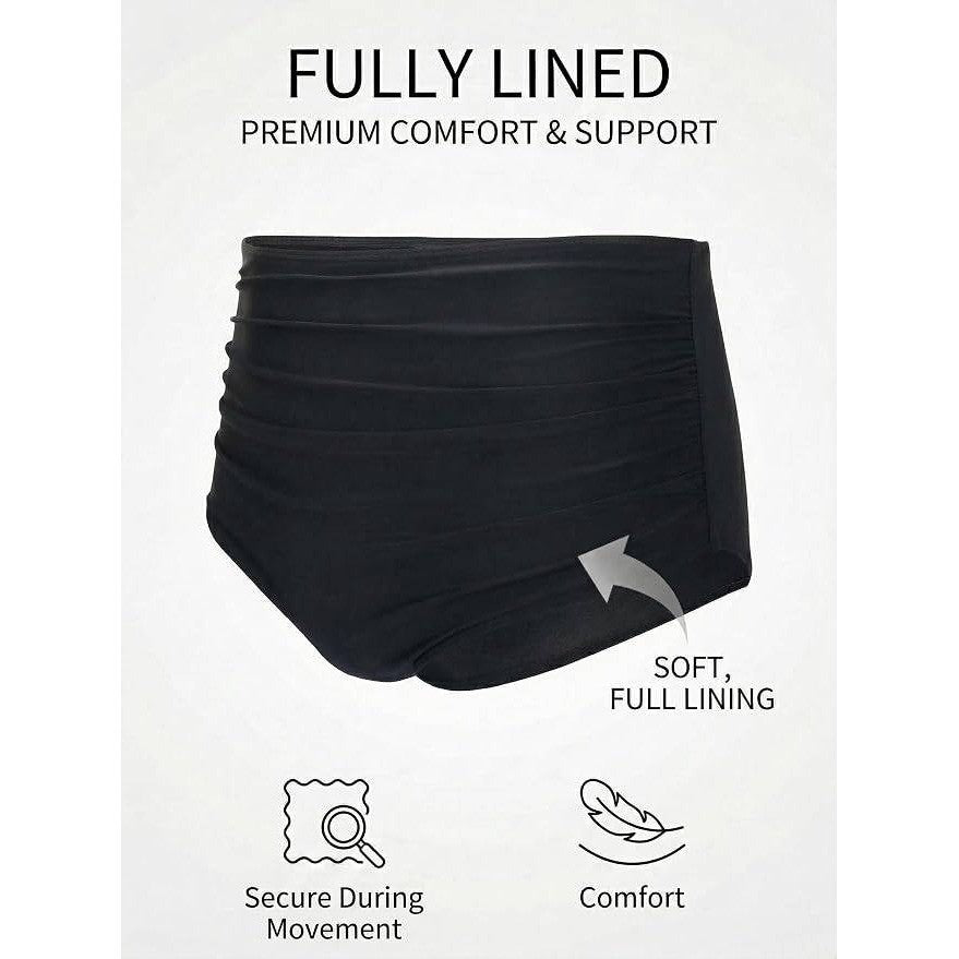 MSRP $23 Tempt Me Women's XXL High Waisted Bikini Bottom Retro Ruched Swim B