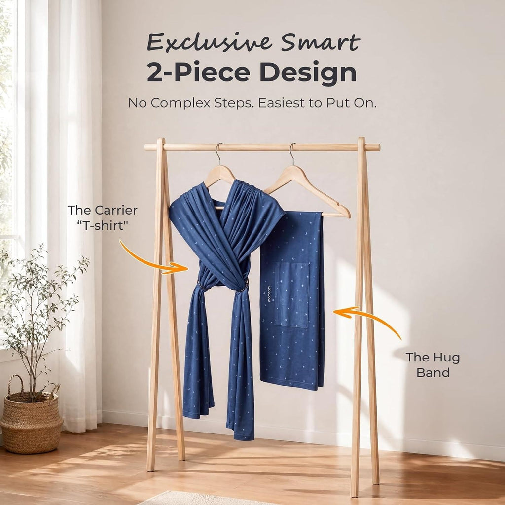 Momcozy Baby Wrap Carrier Starry Sky Easy-On 2-Piece Newborn to Toddler 8-35 lbs
