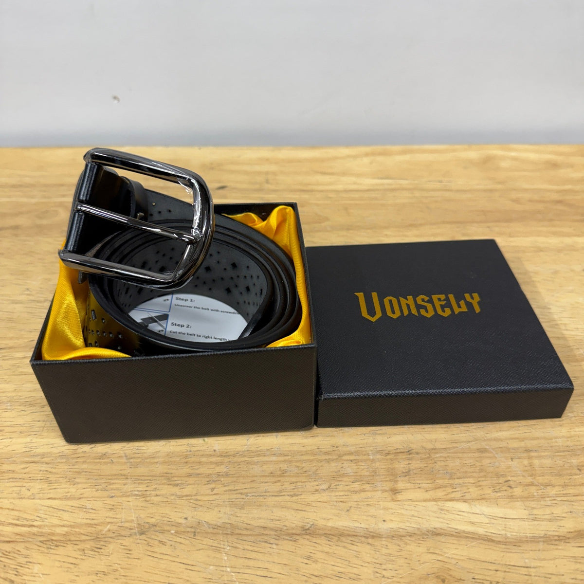 MSRP $18 VONSELY Women's 1.5" Wide Black Hollow Leather Belts Soft with Pin Buck