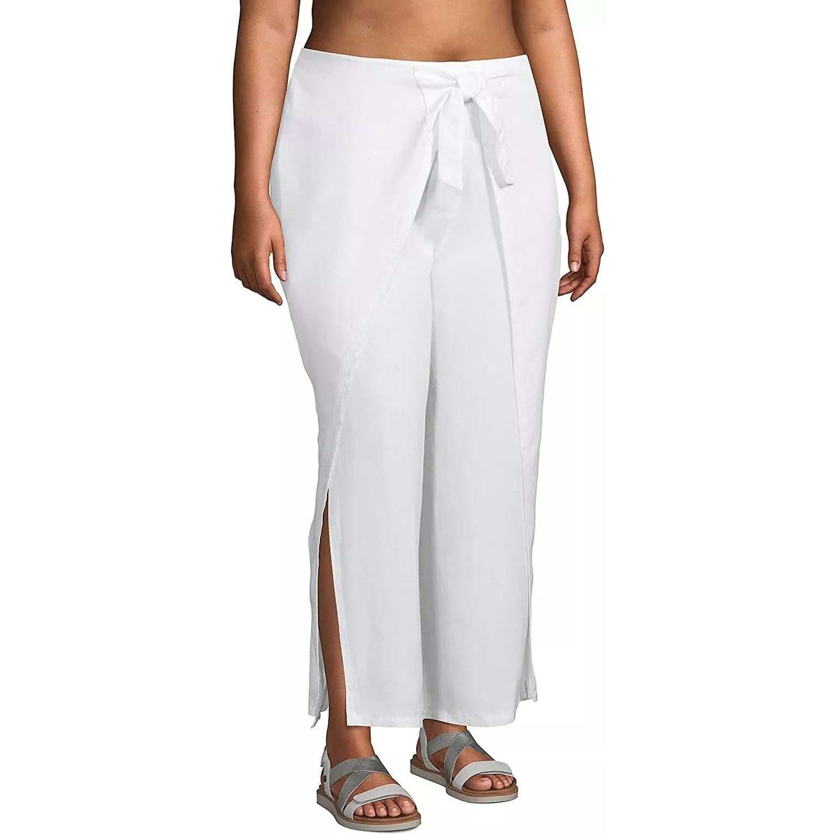 Lands' End Women's S UPF 50 White Pareo Swim Cover Up Pants