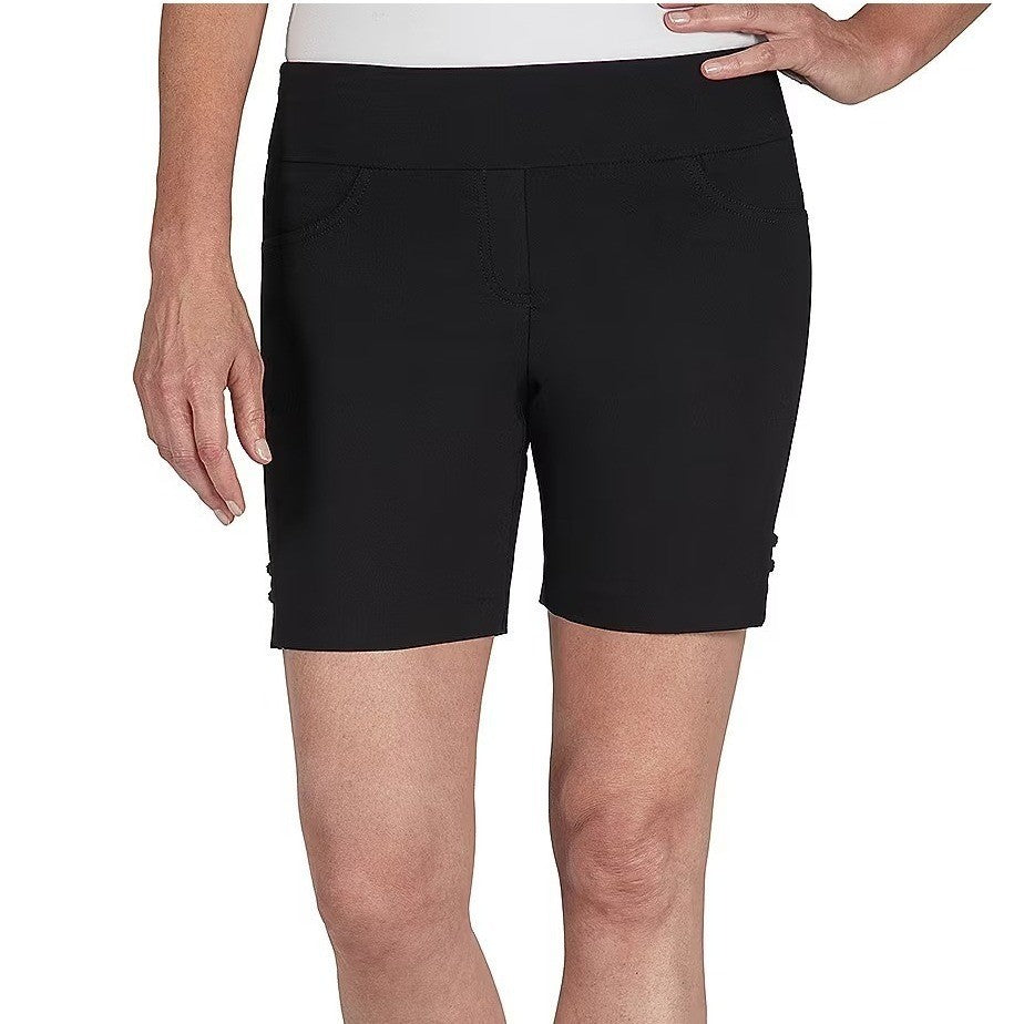 MSRP $40 Hearts Of Palm Womens 18 Black Mid Rise Pull-On Shorts