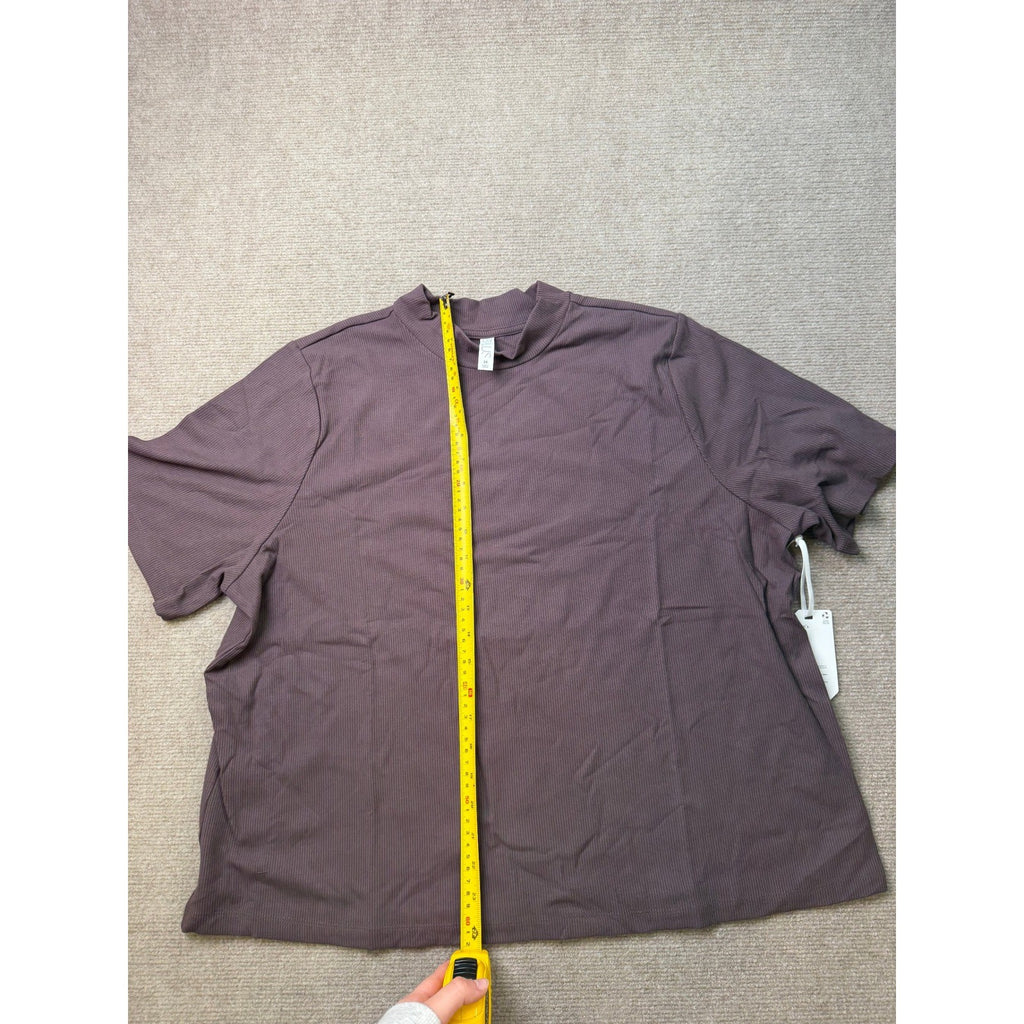 MSRP $40 Stylus Womens 2X Raisin Mock Neck Short Sleeve T-Shirt