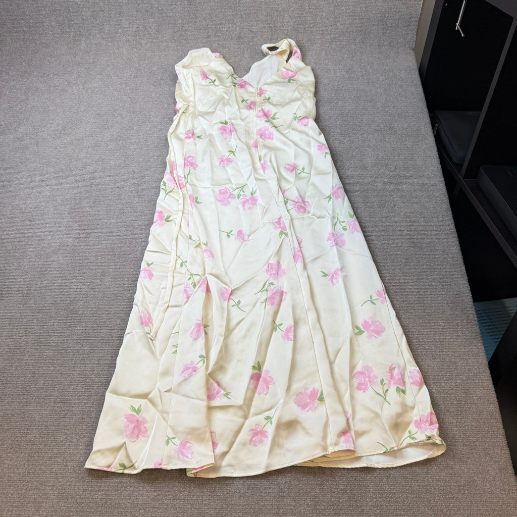 by&by Womens Juniors S Light Yellow Floral Sleeveless Midi Slip Dress