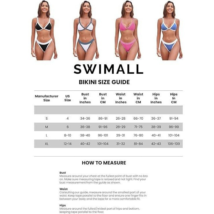 MSRP $48 swimall Women's M White Two Piece Triangle Bikini Set Sexy Brazilian